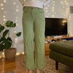 Green linen trousers